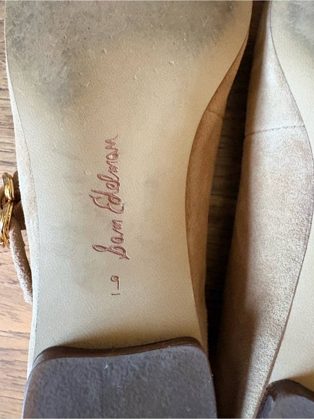 Sam Edelman Beige Suede Mary Jane Flats - Picture 5 of 5
